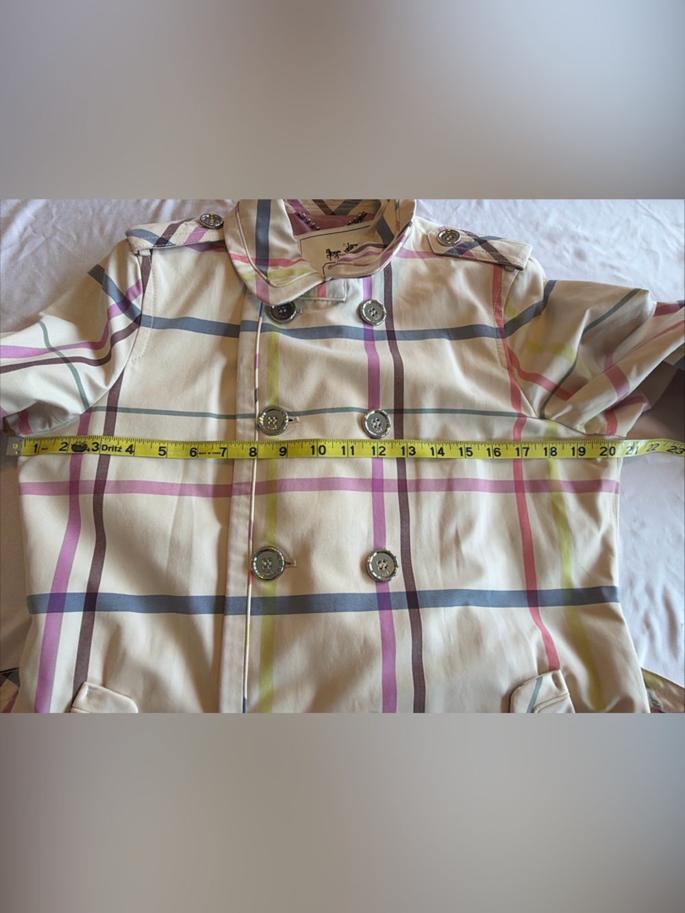 NWT Women's Short Coach Trench Coat with Belt Beige/Plaid Medium MSRP $398 - Picture 11 of 12